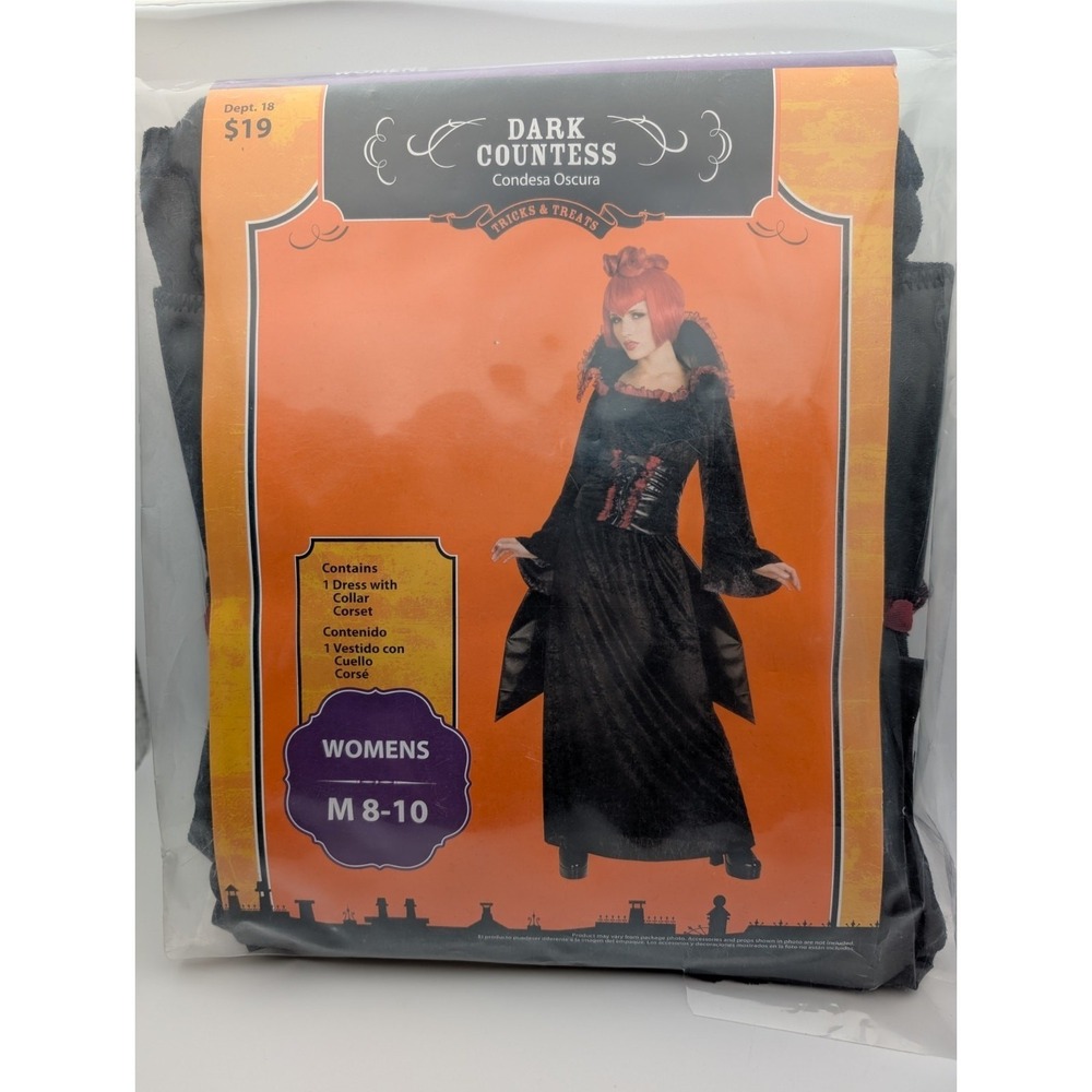 Tricks and Treats‎ Dark Countess Womens Costume Dress w/collar M 8-10